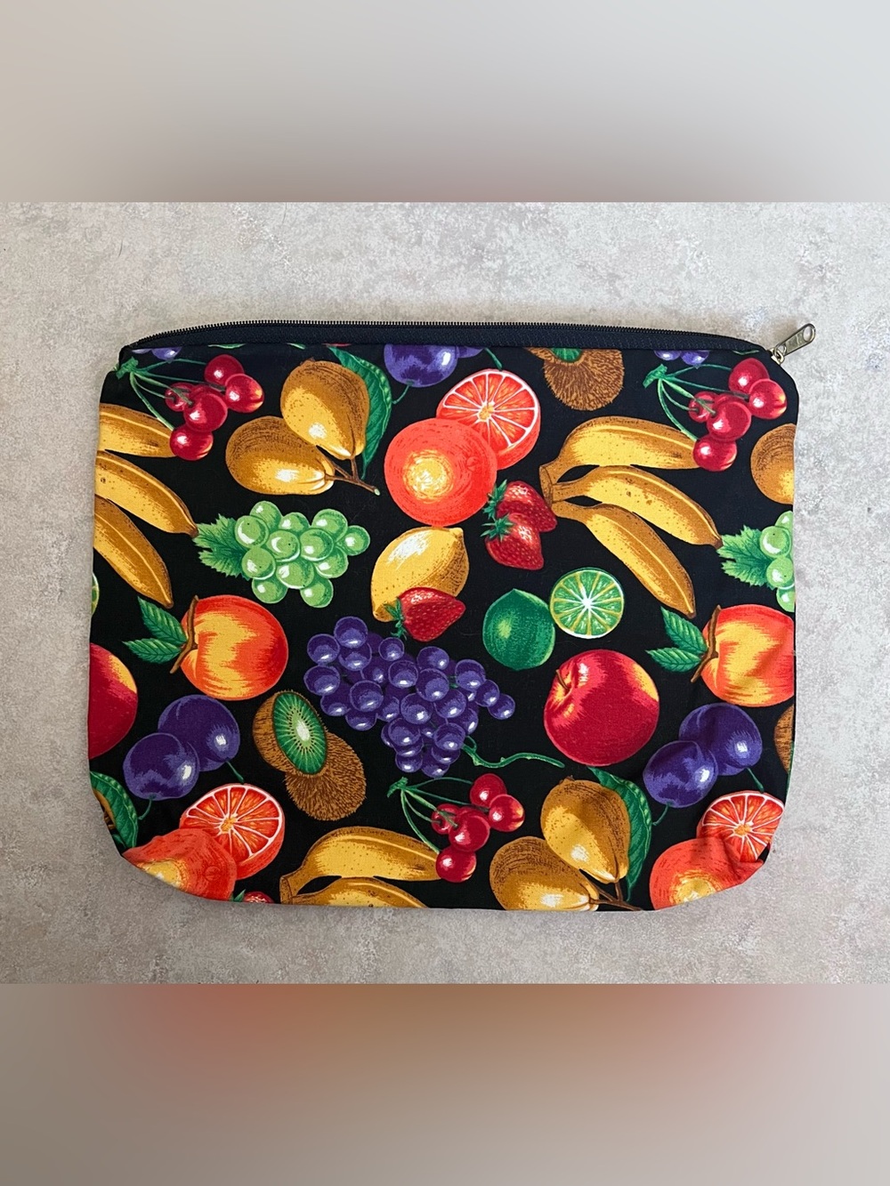 Fruit Print Zipper Pouch Lined Wet Bag Cosmetic Bag